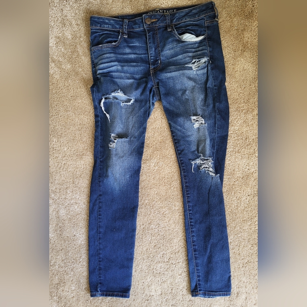 American Eagle Distressed Blue Skinny Jeggings